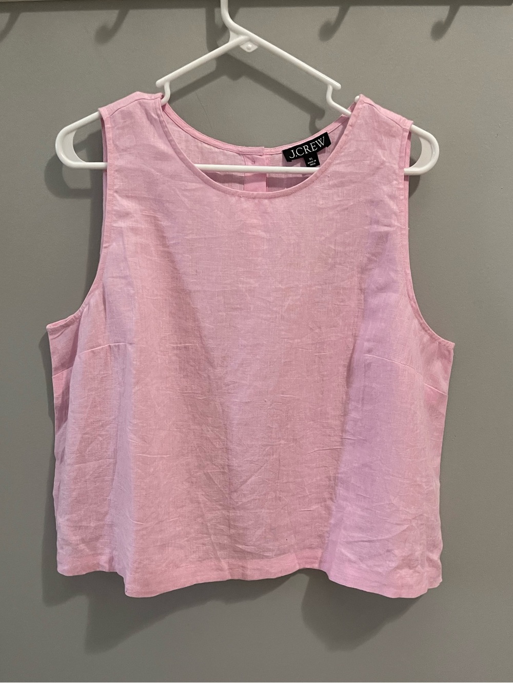 J.CREW Size XL Maxine button-back Top 100% Linen In Bubblegum Pink